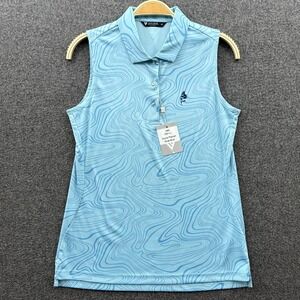 Levelwear Polo Shirt Womens Small Blue Stripe Georgian Bay Club Golf Top NWT